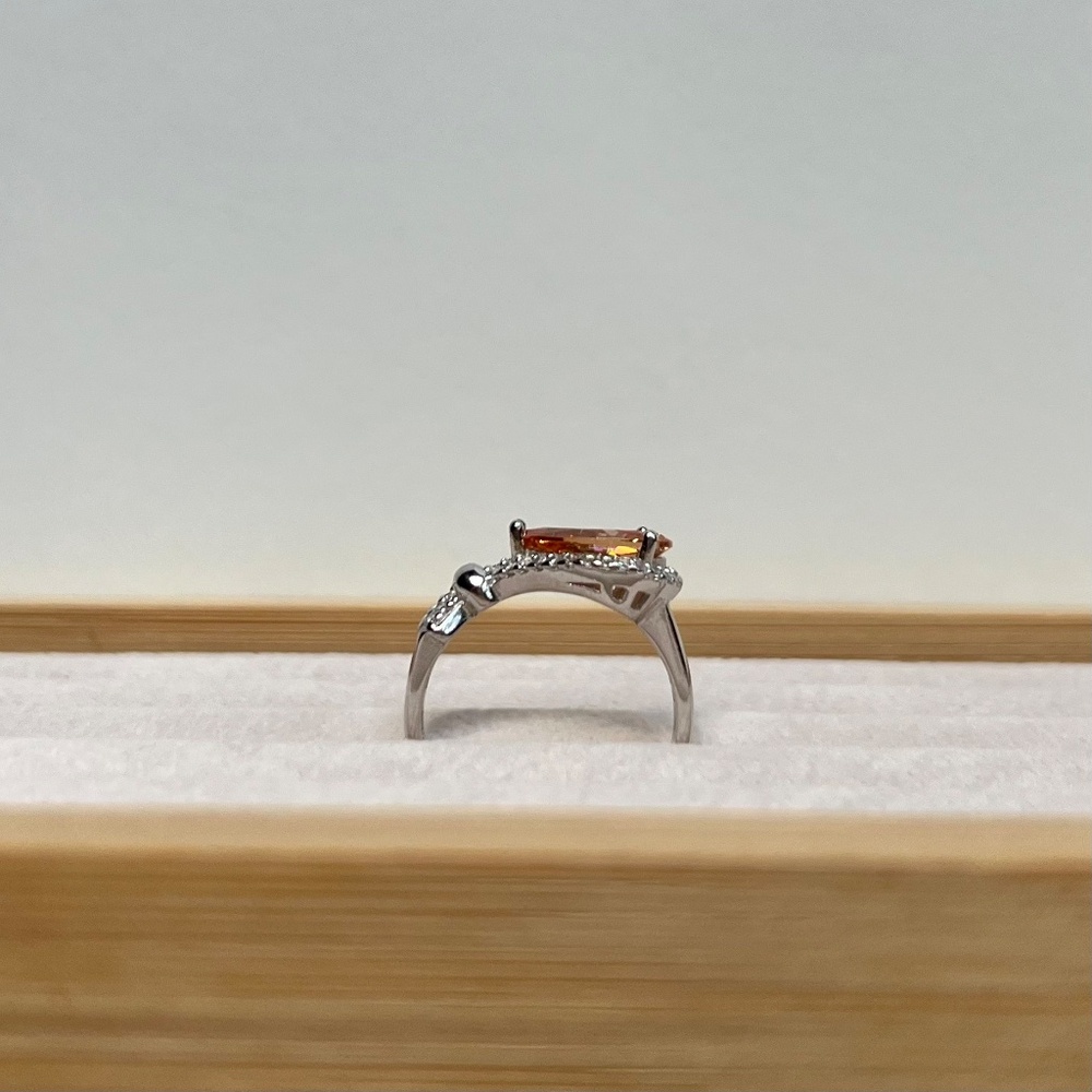 R008 | Amber CZ Pear Stone with Halo Ring - Picture 3 of 5